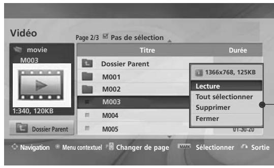 LG 42LH4000 - Sélection du film et menu contextuel - 1