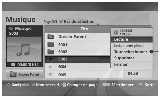 LG 42LH4000 - Sélection de musique et menu contextuel - 1