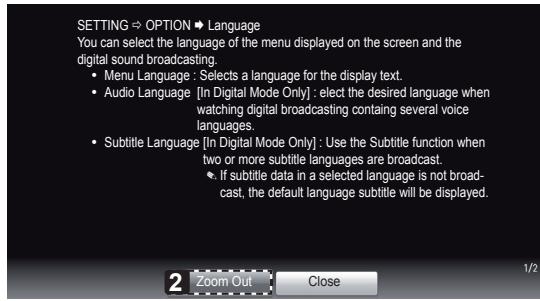 SETTING ⇒ OPTION ➕ Language You can select the language of the menu displayed on the screen and the digital sound broadcasting. • Menu Language : Selects a language for the display text. • Audio Language [In Digital Mode Only] : elect the desired language when watching digital broadcasting containin…