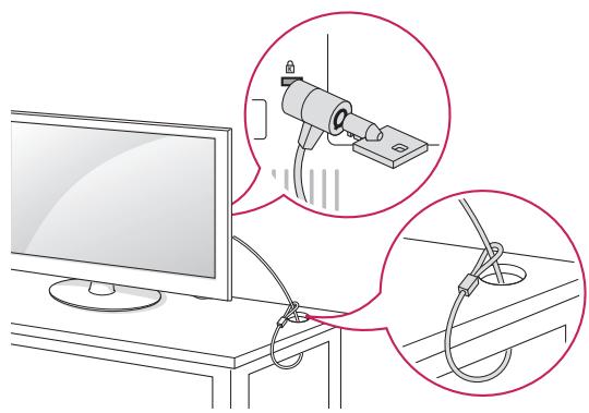 Illustration of a computer monitor connected to a cable with two magnified insets showing mechanical components (no text or symbols).