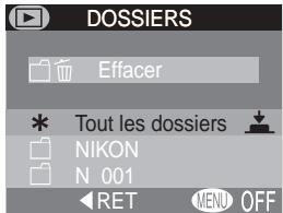 NIKON COOLPIX 4500 - Délectionner un dossier pour la lecture : le menu Dossiers - 1