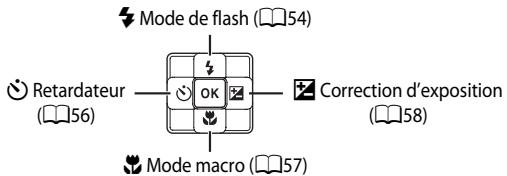NIKON COOLPIX AW100 - Fonctions pouvant être réglées à l'aide du sélecteur multidirectionnel - 1