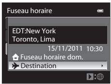 NIKON COOLPIX AW100 - Appuyez sur ◀ ou ▶ pour sélectionner la destination (Fuseau horaire). - 2