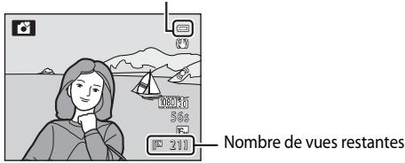 NIKON COOLPIX AW100 - Vérifiez le niveau de charge de l'accumulateur et le nombre de vues restantes. - 1