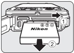 NIKON COOLPIX AW100 - Retrait de l'accumulateur - 1
