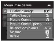 NIKON COOLPIX P310 - Options disponibles dans le menu Prise de vue - 1