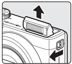 NIKON COOLPIX P310 - Faites glisser la commande (ouverture du flash) pour ouvrir le flash. - 1