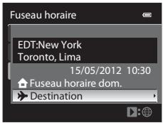 NIKON COOLPIX P310 - Appuyez sur ou pour selectionner la destination (Fuseau hora). - 2
