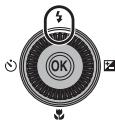 NIKON COOLPIX P310 - Appuyez sur la commande (mode de flash du sélecteur multidirectionnel. - 1