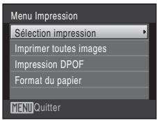 NIKON COOLPIX S220 - Choisissez Sélection impression, Imprimer toutes images ou Impression DPOF, puis appuyez sur la commande Ⓞ. - 1
