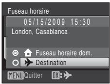 NIKON COOLPIX S220 - Réglage du fuseau horaire de destination - 2