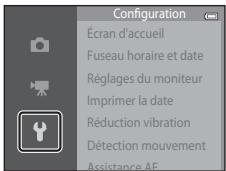 NIKON COOLPIX S3500 - Appuyez sur ou sur pour sélectionner l'icone de menu souhaitée. - 2