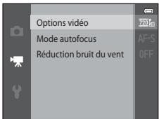 NIKON COOLPIX S3500 - Fonctions réglables à l'aide de la commande MENU (MENU video) - 1