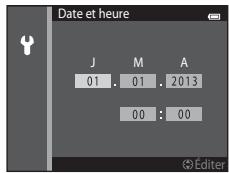 NIKON COOLPIX S3500 - Appuyez sur, , ou pour modifier la date et l'heure, puis appuyez sur la commande OK. - 1