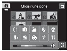 NIKON COOLPIX S4200, COOLPIX S4400, COOLPIX S4300 - Touchez l'icône souhaitée, touchez ou faites glisser le curseur pour sélectionner la couleur de l'icône, puis touchez OK. - 1