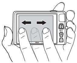 NIKON COOLPIX S4200, COOLPIX S4400, COOLPIX S4300 - Déplacez le doigt sur l'écran tactile et retirez-le. - 1