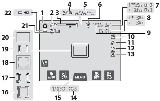 NIKON COOLPIX S4200, COOLPIX S4400, COOLPIX S4300 - Mode de prise de vue (indicateurs d'information) - 1