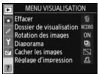 NIKON D80 - Options de visualisation : Menu Visualisation - 1