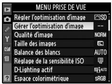 NIKON D90 - Sélectionnez Gérer l'optimisation d'image. - 2
