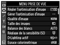 NIKON D90 - Mettre en surbrillance l'icône du menu sélectionné. - 2