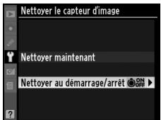 NIKON D90 - Sélectionnez Nettoyer au démarrage/arrêt. - 2