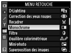 NIKON D90 - Sélectionnez un élément du menu Retouche. - 2