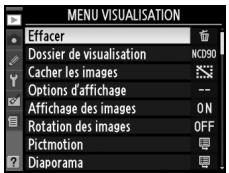 NIKON D90 - Placer le curseur dans le menu sélectionné. - 2
