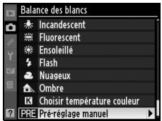 NIKON D90 - Sélectionnez PRE (Pré-réglage manuel). - 2