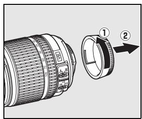 NIKON D90 - Retirer le capuchon arrière de l'objectif ainsi que le capuchon du boîtier de l'appareil photo. - 1