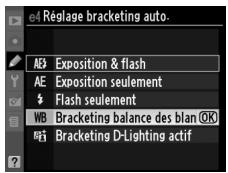NIKON D90 - Sélectionnez le bracketing de la balance des blancs. - 1