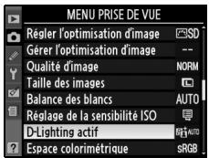 NIKON D90 - Sélectionnez D-Lighting actif. - 2