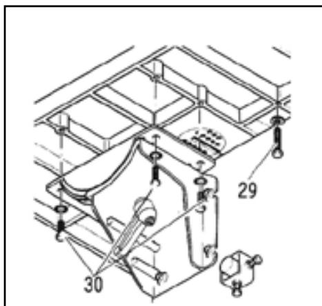Technical diagram of a mechanical assembly with numbered components labeled 29, 30, and 40