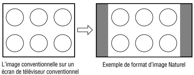 L'image conventionnelle sur un écran de téléviseur conventionnel Exemple de format d'image Naturel