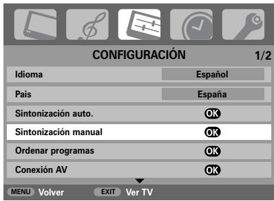 TOSHIBA 32WL56 - Sintonización manual - 1