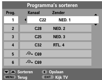 TOSHIBA 32WL56 - Afstemmen van de TV met behulp van Snel instellen, Programma's sorteren - 3