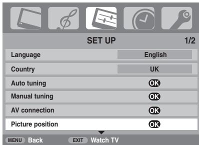 TOSHIBA AV505D - Picture position - analogue only - 1