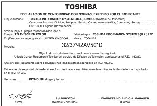 TOSHIBA AV505D - Para productos montados en el Reino Unido - 1