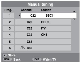 TOSHIBA AV505D - Sorting programme positions - 1