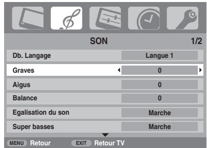 TOSHIBA AV505D - Réglages graves, aigus, balance - 1