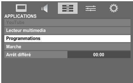 APPLICATIONS YouTube Lecteur multimedia Programmations Marche Arrêt différé 00:00