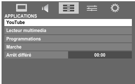 APPLICATIONS YouTube Lecteur multimedia Programmations Marche Arrêt différé 00:00