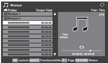 TOSHIBA VL-748 - Lecture de fichiers musicaux (sur le serveur DLNA CERTIFIED™ ou le périphérique USB) - 1