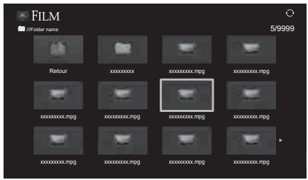 TOSHIBA TL938 - Visionnage de fichiers vidéo (sur le serveur DLNA CERTIFIED™ ou le périphérique USB) - 1