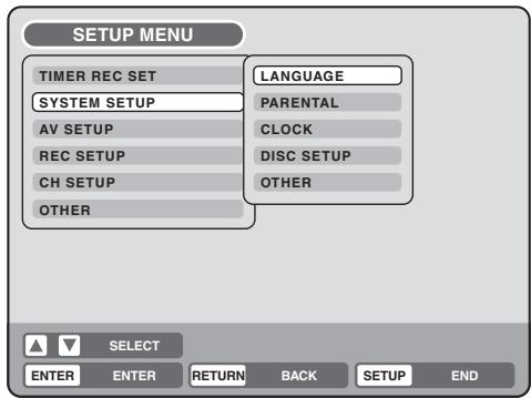 TOSHIBA D-VR6 - Utilisation du MENU de configuration (SETUP MENU) - 3
