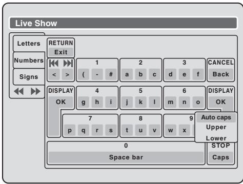 TOSHIBA D-VR6 - Choix des majuscules ou des minuscules - 1