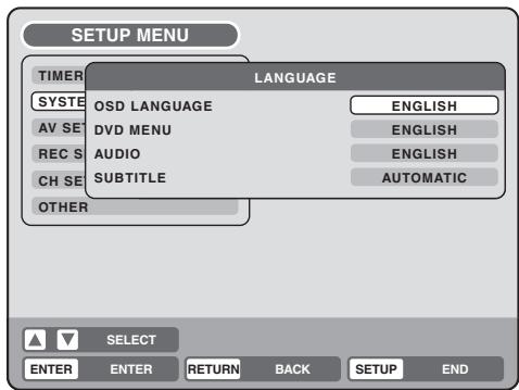TOSHIBA D-VR6 - Utilisation du MENU de configuration (SETUP MENU) - 4
