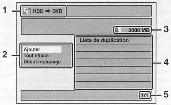 1 HDD → DVD 3000 MB 2 Ajouter Tout effacer Début repiquage Liste de duplication 4 1/1