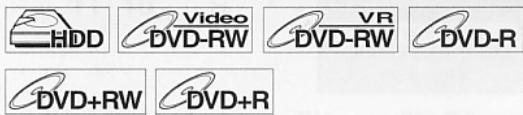 HDD Video DVD-RW VR DVD-RW DVD-R DVD+RW DVD+R
