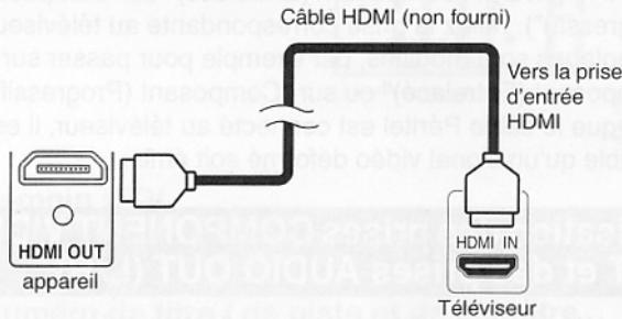 Câble HDMI (non fourni) Vers la prise d'entrée HDMI HDMI OUT appareil Téléviseur