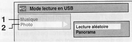 Mode lecture en USB Musique Photo Lecture aléatoire Panorama